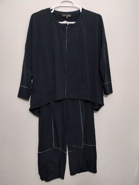 Liv By Habitat Clothes 2PC Set Womens M Pants Top Contrast Stitching Lagenlook